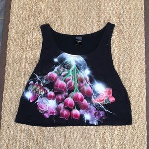 Crop top with floral design.